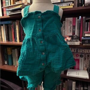 Teal Gauze Button-Front 2 piece set 4t
